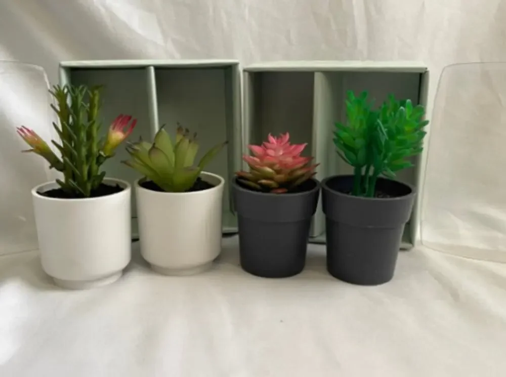 4 Piece Faux Mini Decorative Succulents in Pots 4